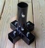 5-way Stand to hold a 1-1/4" EMT Pole vertically and use 1-1/4" pipe for legs of stand (tube)